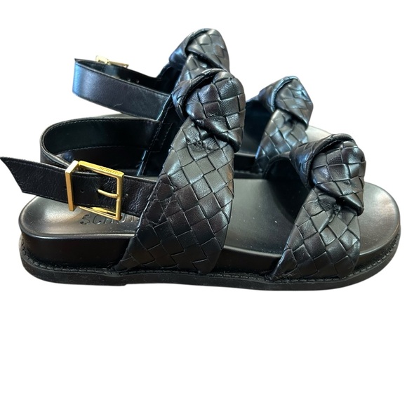 Schutz Revolve Kareena Knot Sporty Woven Leather Sandals Black NEW Size 7